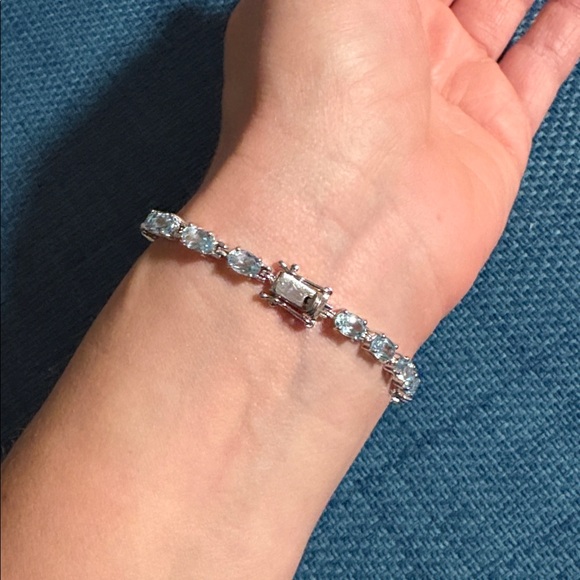 Zales Silver and Blue Gemstone Bracelet - Picture 2 of 7